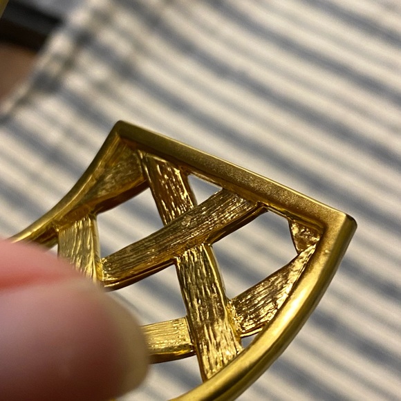 Kenneth Jay Lane KJL Gold Basket Weave Woven Bracelet Cuff 90s - Picture 3 of 8